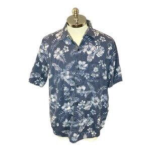 Disney Parks By Tommy Bahama Hawaiian Shirt Mickey Mouse Men's L Blue Floral